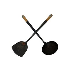 Wok Spatula & Ladle Set Wood Handles Made China