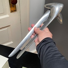 13” polished Aluminum Abstract Modernist L Shape Salad Spoons