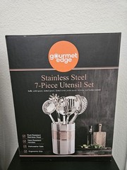 Gourmet Edge 7-Piece Stainless Steel Utensil Set w/ Holder, Dishwasher Safe