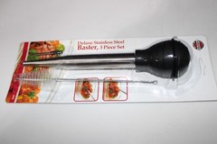 Stainless Steel Baster Turkey Chicken 3 piece Set Silicone Bulb Deluxe Norpro