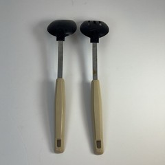 2 Vintage Ekco-Like Unbranded Nylon Solid & Slotted Spoon Japan Cooking 12”