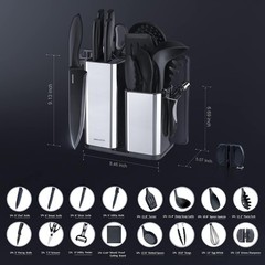 Kitchen Utensils Set 18-Piece Cooking Tools Sharp Knives Stainless Steel Holder