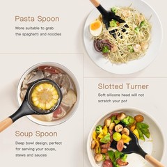 39 PCS Kitchen Utensils Set, Silicone Cooking Utensil Sets with Wooden Handle…