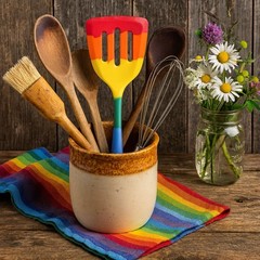 Cooking With Pride Non-Stick Slotted Turner, Heat-Safe Silicone With Iron Core,