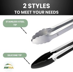 Silicone Tongs for Cooking Kitchen Tongs with Silicone Tips | 9″ & 12″ Cookin…