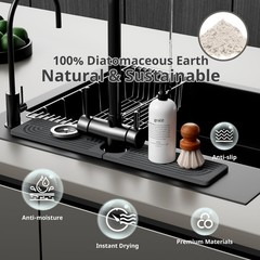 Faucet Mat for Kitchen Sink – 15.8″ Quick Drying Sink Splash Guard – Water Ab…