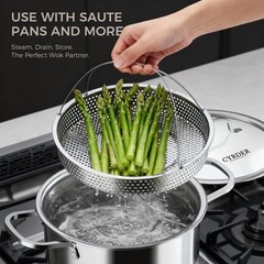 Nonstick Pots and Pans Set, 14 Piece Hybrid Hex Non Stick LARGE, Silver