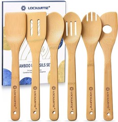 Wooden Spoons for Cooking Bamboo Utensils Set 6 Pieces – Essential Tools Wood…