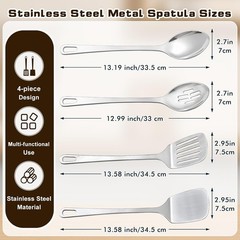 4 Pcs Cooking Utensils Set, Stainless Steel Kitchen Utensils, Heat Resistant …