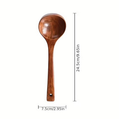 1pc Solid Wooden Cooking Spoon Non-Stick Kitchen Soup Ladle For Kitchen – NEW