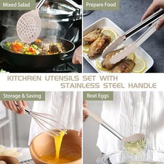 Elegant 15-Piece Kitchen Tool Set – Dishwasher Safe Stainless Steel & Silicone