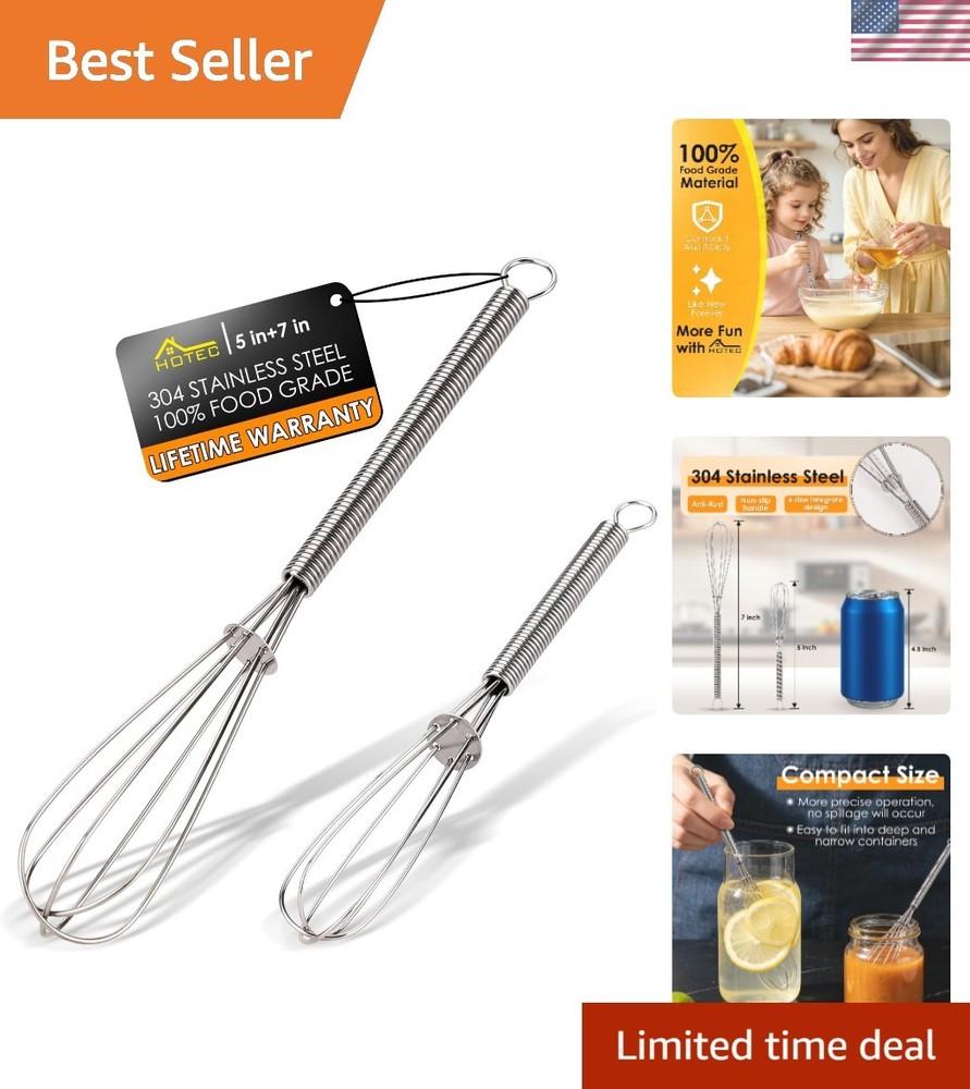 Dishwasher Safe Mini Whisks in 5″ & 7″ Sizes – Rust-Resistant Kitchen Tools