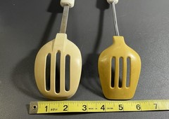Lot Of 2 Vintage Rounded Slotted Spoons ~ 1 Ekco 400° Max & 1 Unbranded