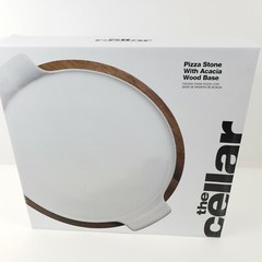 The Cellar Pizza Stone with Acacia Wood Base 12.6″ x 15.75″ x 1.24″
