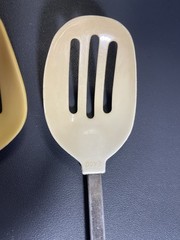 Lot Of 2 Vintage Rounded Slotted Spoons ~ 1 Ekco 400° Max & 1 Unbranded