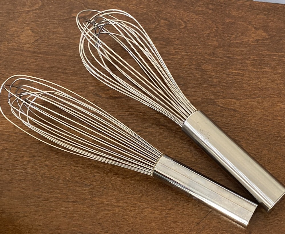 Lot of 2 Stainless Balloon Whisks PADERNO & Unbranded Pampered Chef (?) 10″