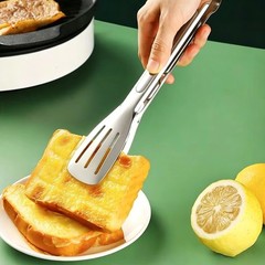 (2PCS) Stainless Steel Steak Clamp Food Clip Tongs Bread Meat BBQ Cooking Tool
