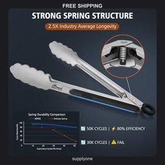 2 Pack Hotec 12 Inch Stainless Steel Locking Kitchen Tongs
