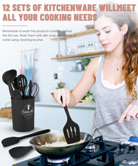 Kitchen Utensils Set-12 Pieces Silicone Cooking Utensils Set Dishwasher Safe 392