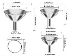 3PCS Kitchen Funnels Set,Stainless Metal Funnel for Filling Bottles – Silver