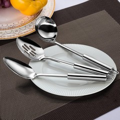 3 PCS Serving Utensils Set Silver Stainless Steel Spoon Ladle Buffet Parties