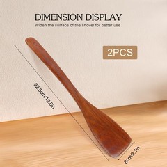Wooden Spatula Set 2PCS Natural Wood Cooking Utensils for Non-Stick Cookware
