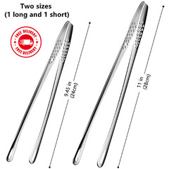 2× Stainless Steel Grill Tongs Cooking BBQ Steak Clamp Pastry Kitchen Tweezers