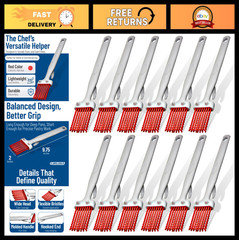 Silicone Basting Brush with Hook, 2″ Red – Set of 12 Kitchen Cooking Tools