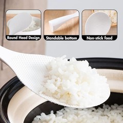 2 Pcs Plastic Rice Paddle,Non Stick Standing Rice Spoon Scooper Spatula,Heat