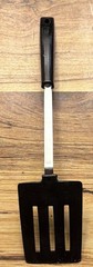 Ekco Slotted Spatula Turner, Black Handle Silver Metal Shaft, Plastic/Metal