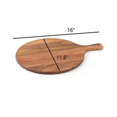 Dicunoy Acacia Wood Pizza Peel, 12″ Round Charcuterie Board with Handle, Cutt…
