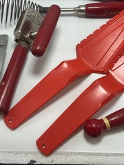 Vintage Red Handled Kitchen Tools And Utensils Lot Of 9