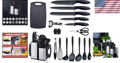 Kitchen Utensils Set 18-Piece Cooking Tools Sharp Knives Stainless Steel Holder
