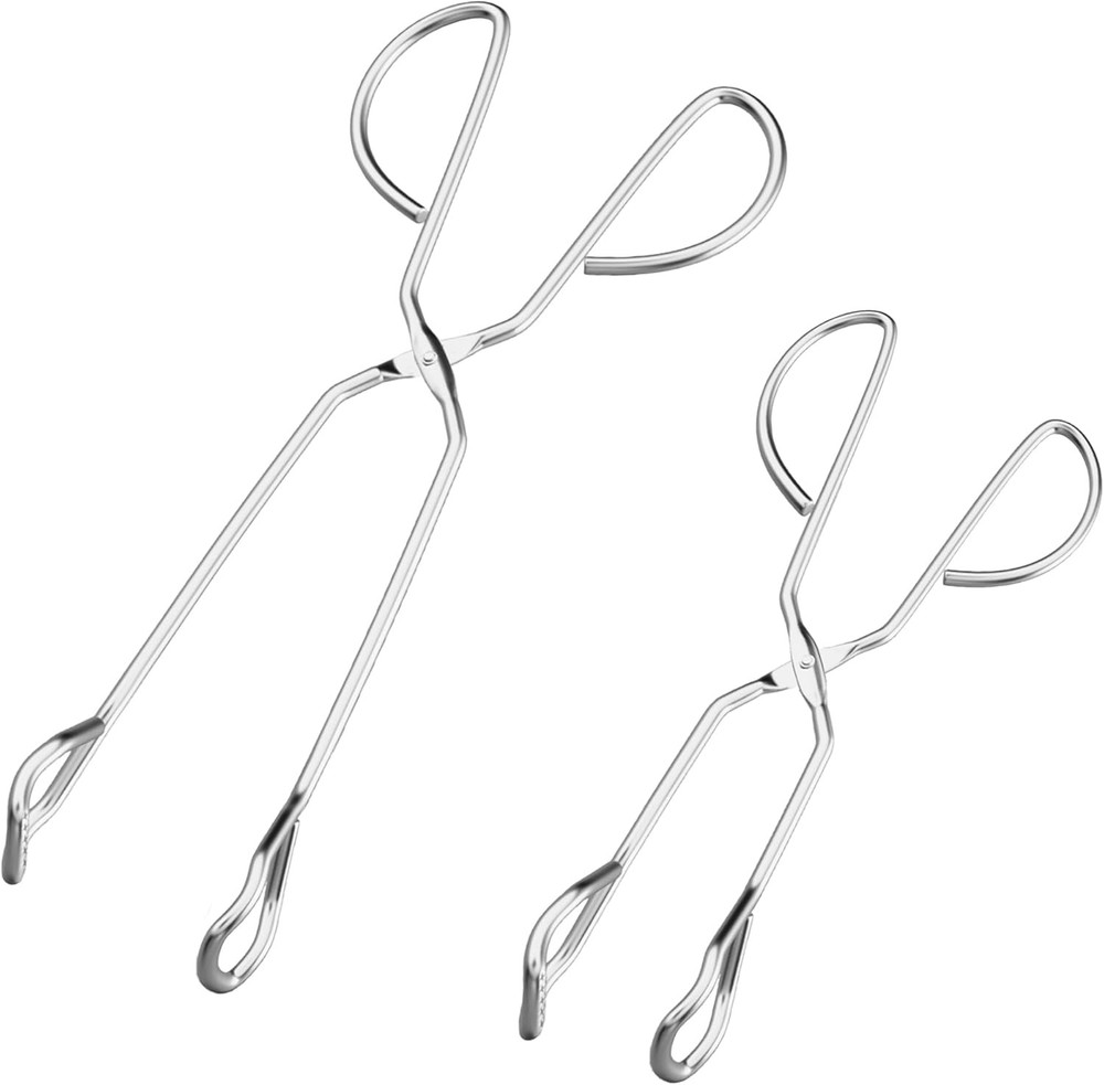 Stainless Steel Kitchen Scissor Tongs Set, 2-Piece 10/13 Inch for Cooking