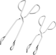 Stainless Steel Kitchen Scissor Tongs Set, 2-Piece 10/13 Inch for Cooking