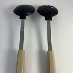 2 Vintage Ekco-Like Unbranded Nylon Solid & Slotted Spoon Japan Cooking 12”