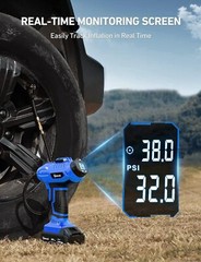 Cordless Tire Inflator Air Compressor 20V,Rechargeable Battery Portable Air Pump
