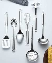 Cooking Utensil Set 8 Piece, Stainless Steel Kitchen Tool Set with Stand,Cooking