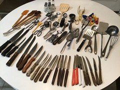 Bundled Lot ~50+ Kitchen Cooking Serving Utensils Tools Gadgets Knives etc.