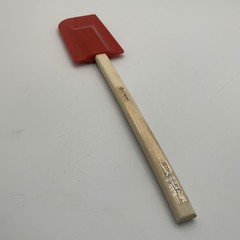 LE Creuset Red Silicone Spatula Scraper Wood Handle