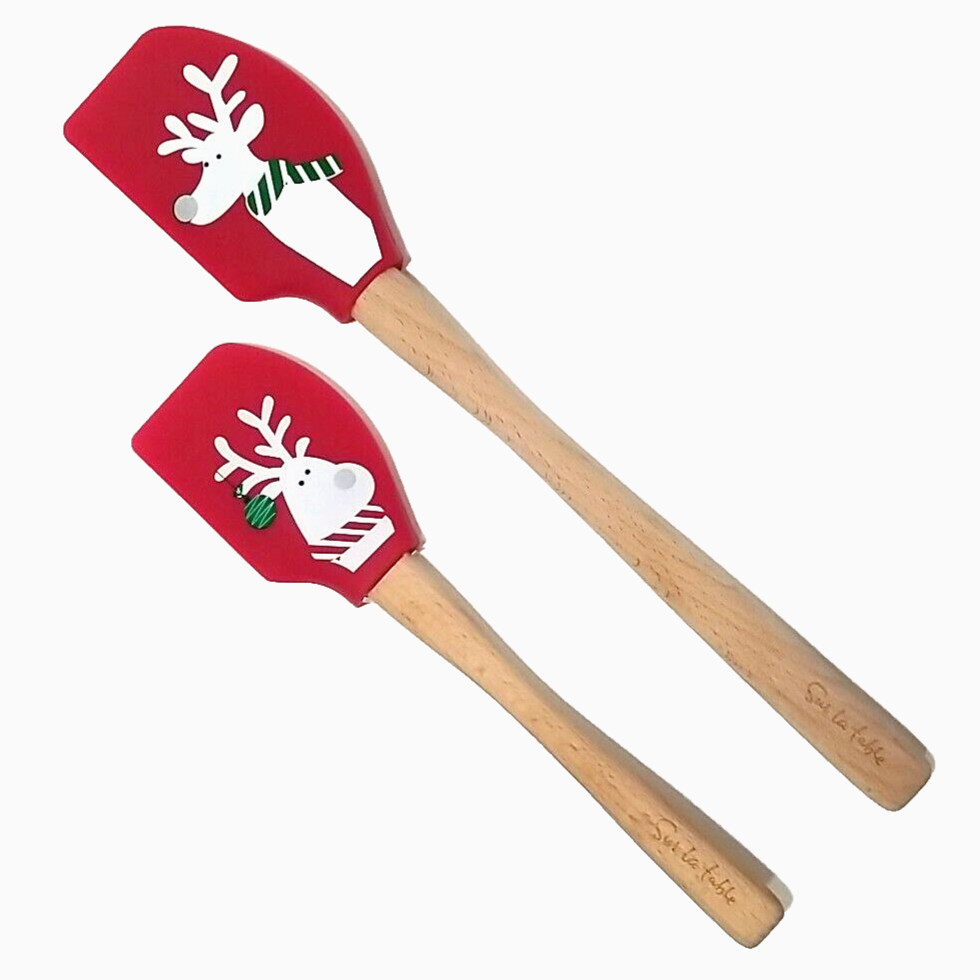 Sur La Table Tovolo Spatulart Christmas Silicone Spatula Set 2pc Reindeer Red