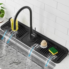24 inch Faucet Mat for Kitchen Sink Splash Guard, 7° Slope Silicone Sink Wate…