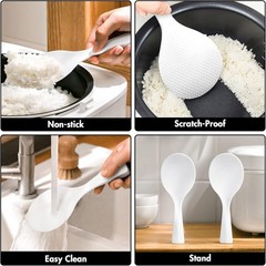 2 Pcs Plastic Rice Paddle,Non Stick Standing Rice Spoon Scooper Spatula,Heat