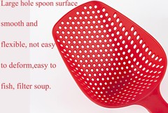 4.8″ Solid Red Food Grade Silicone Spider Skimmer Ladle Kitchen Pasta Strainer
