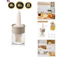 Sauce and Oil Bottle with Silicone Brush for Cooking BBQ Kitchen – 6.8oz