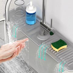 24 Inch Longer Faucet Mat for Kitchen Sink [5°Slope Fast Self-draining]Bathroom