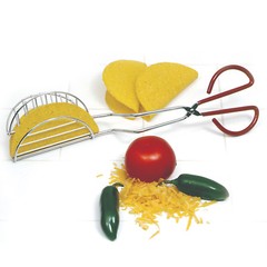 Taco Shell Fry Tongs Stainless Steel Tortilla Maker with Red Handle