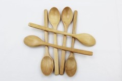 6PCS -Wood Spoons Soup Eco Friendly Japanese Tableware Natural Wooden USA Seller