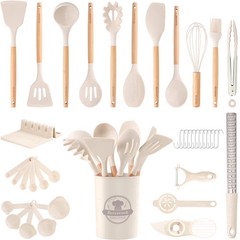 Silicone Cooking Utensils Set, 38 PCS Kitchen Utensils Set for 446°F H