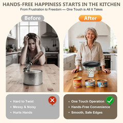 Electric Can Opener, Fast One-Touch Automatic Rechargeable Opener Black